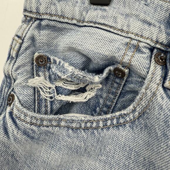 American Eagle Denim Skater Shorts 8 Blue Baggy High Rise Soft Grunge Distressed - Picture 5 of 11